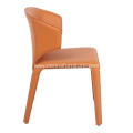 Hola orange leather armrest dining chairs
